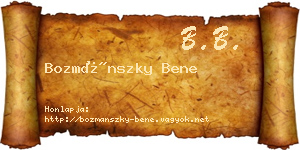 Bozmánszky Bene névjegykártya